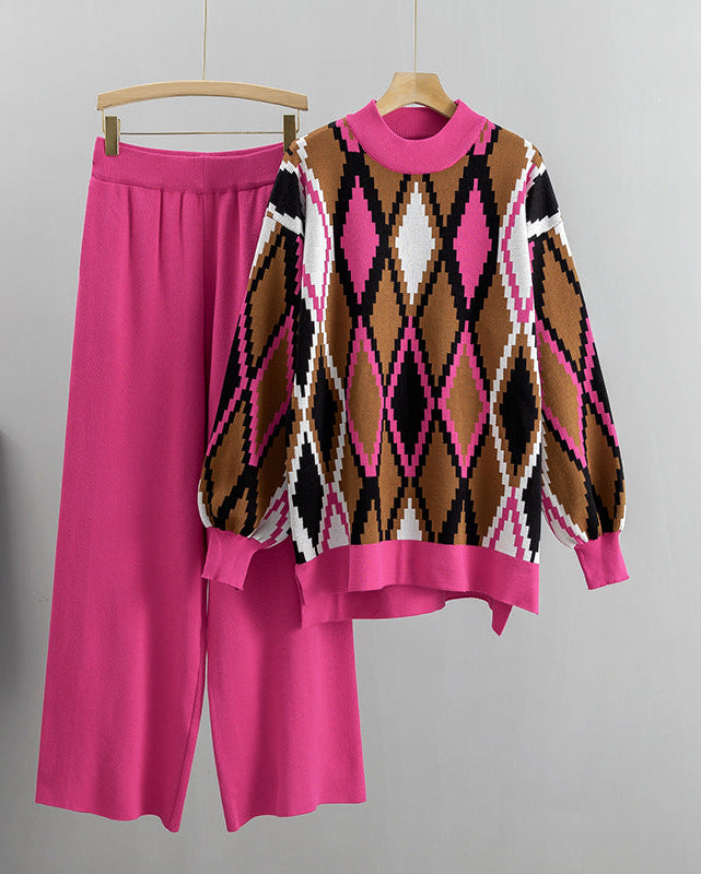 Cozy Argyle Pant Set