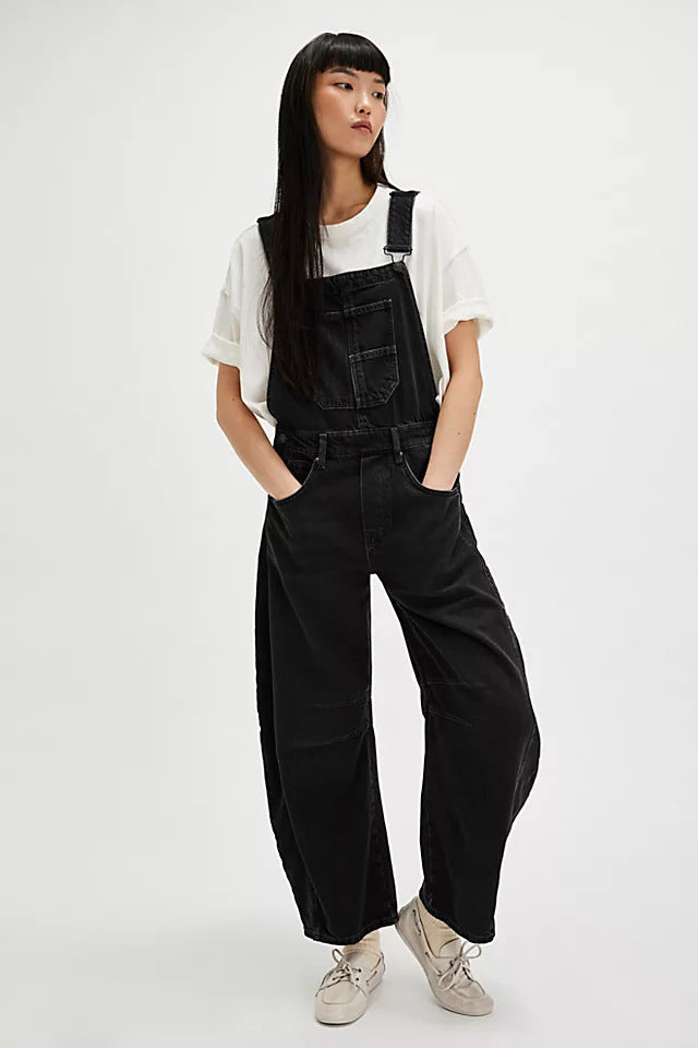 We The Free Good Luck Barrel Overalls Black