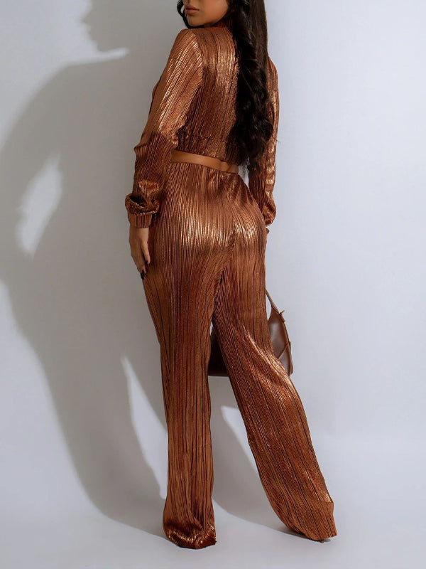 Metallic-Set aus Jacke und Hose