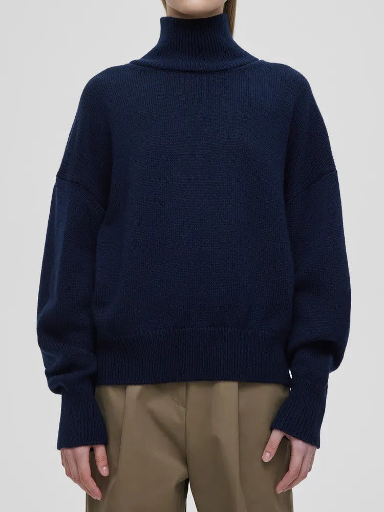 High-Neck Loose-Fit Sweater
