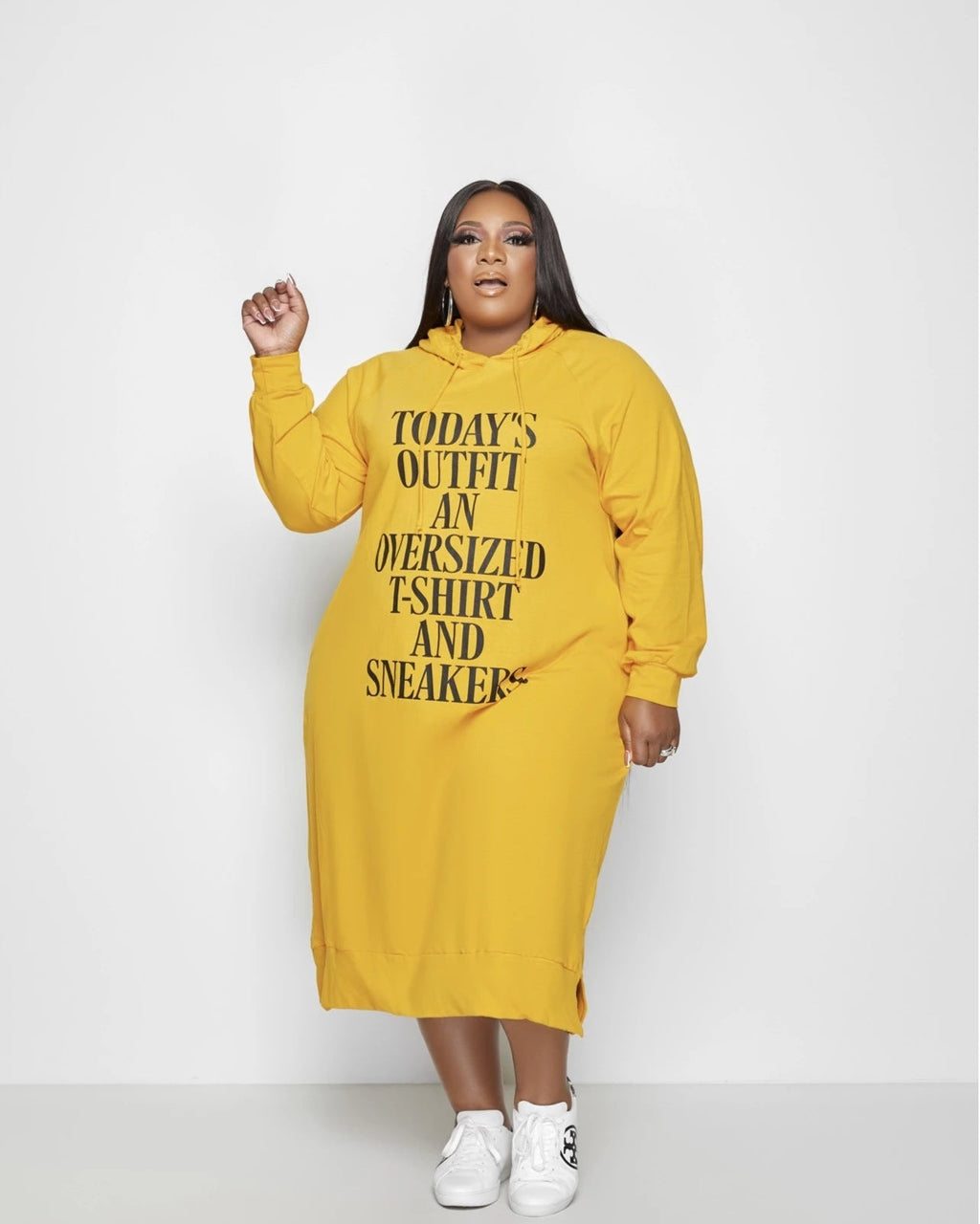 Today's Outfit Hoodie Dress Yellow