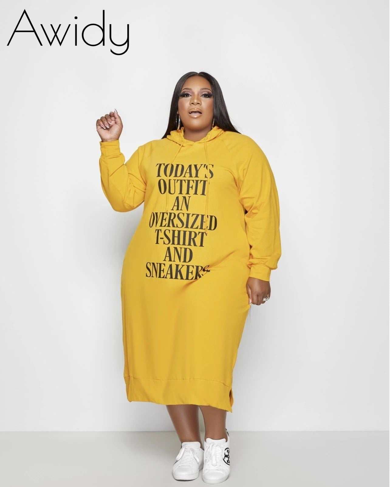 today's outfit oversized shirt and sneakers dress Today's Outfit Hoodie Dress – Awidy