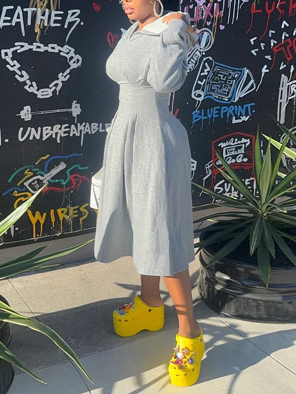 Solid Hoodie Dress
