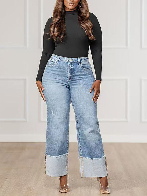 Folded Straight Jeans