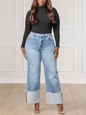 Folded Straight Jeans