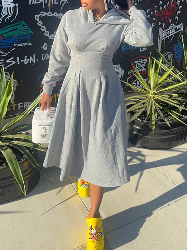 Solid Hoodie Dress
