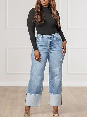 Folded Straight Jeans