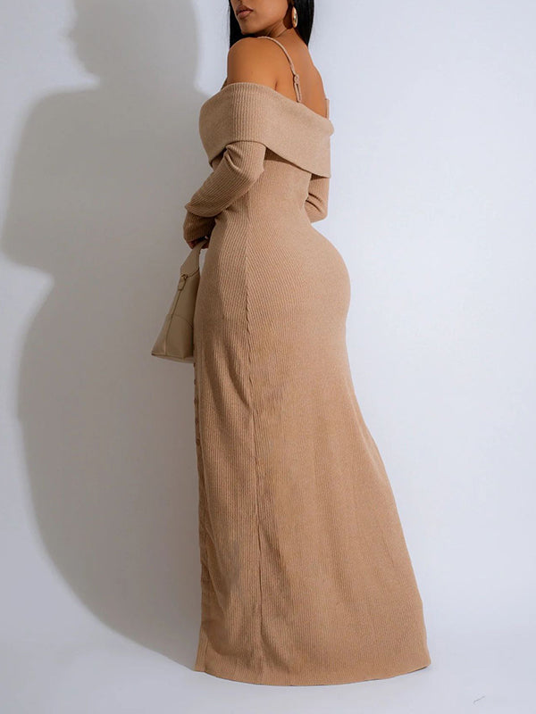 Strick-Tunika-Oberteil und Hose im Set