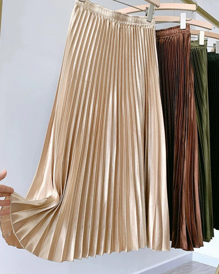 Satin pleated skirt Champagne