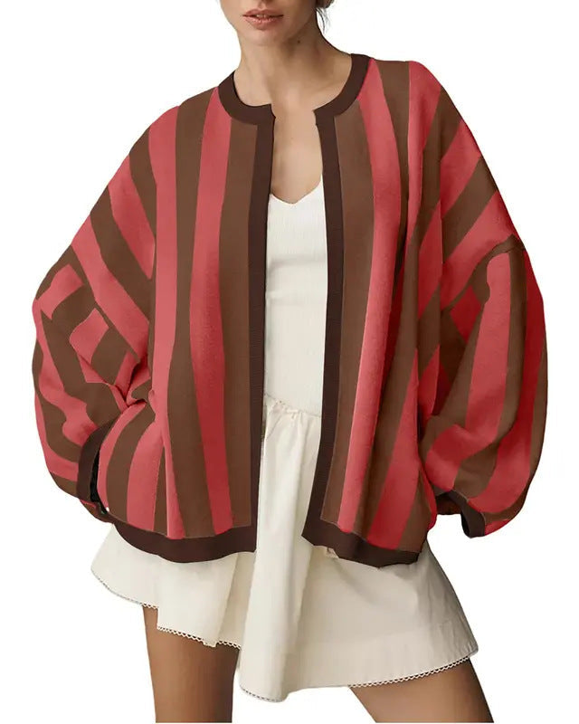 Loose Fit Striped Cardigan