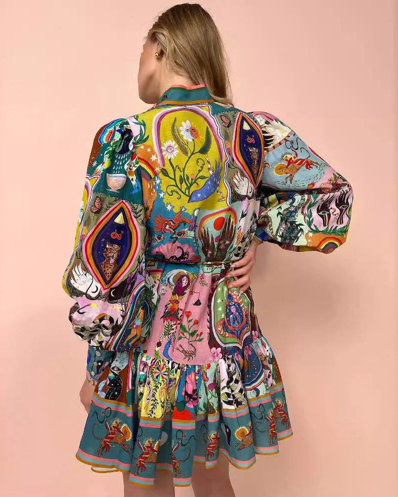 Karina Printed Pleated Dress