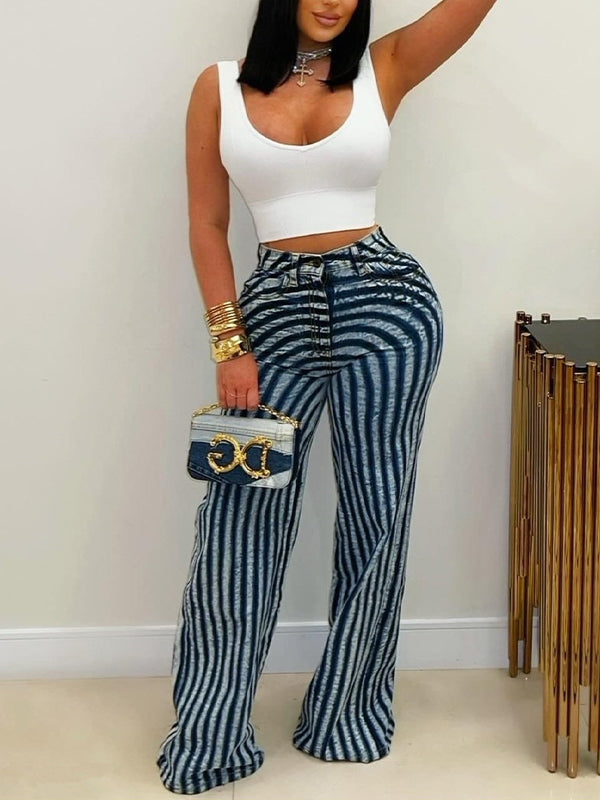 Stripe Straight Jeans