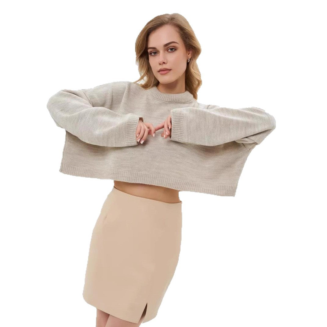 Sweater Round-neck knit sweater Loose-fit sweater jacket