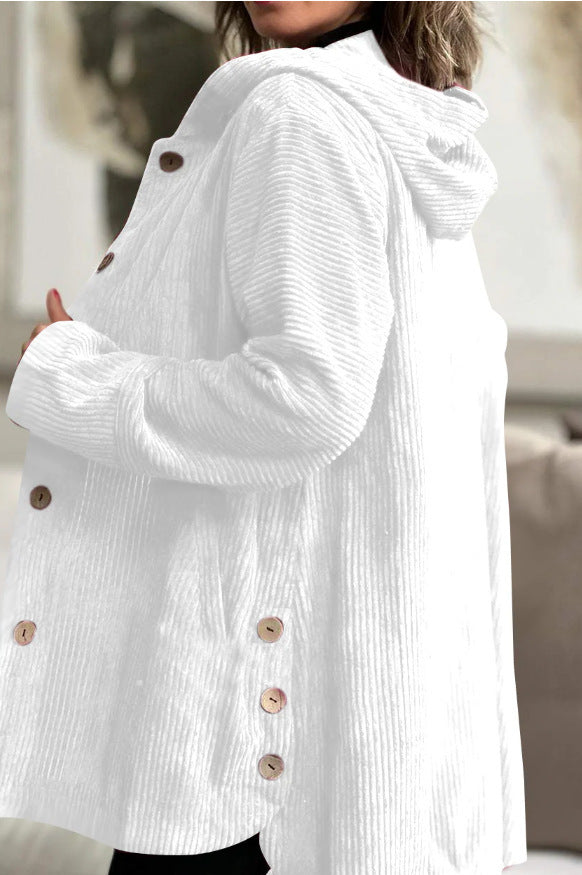 Hooded Oversized Corduroy Casual Jacket