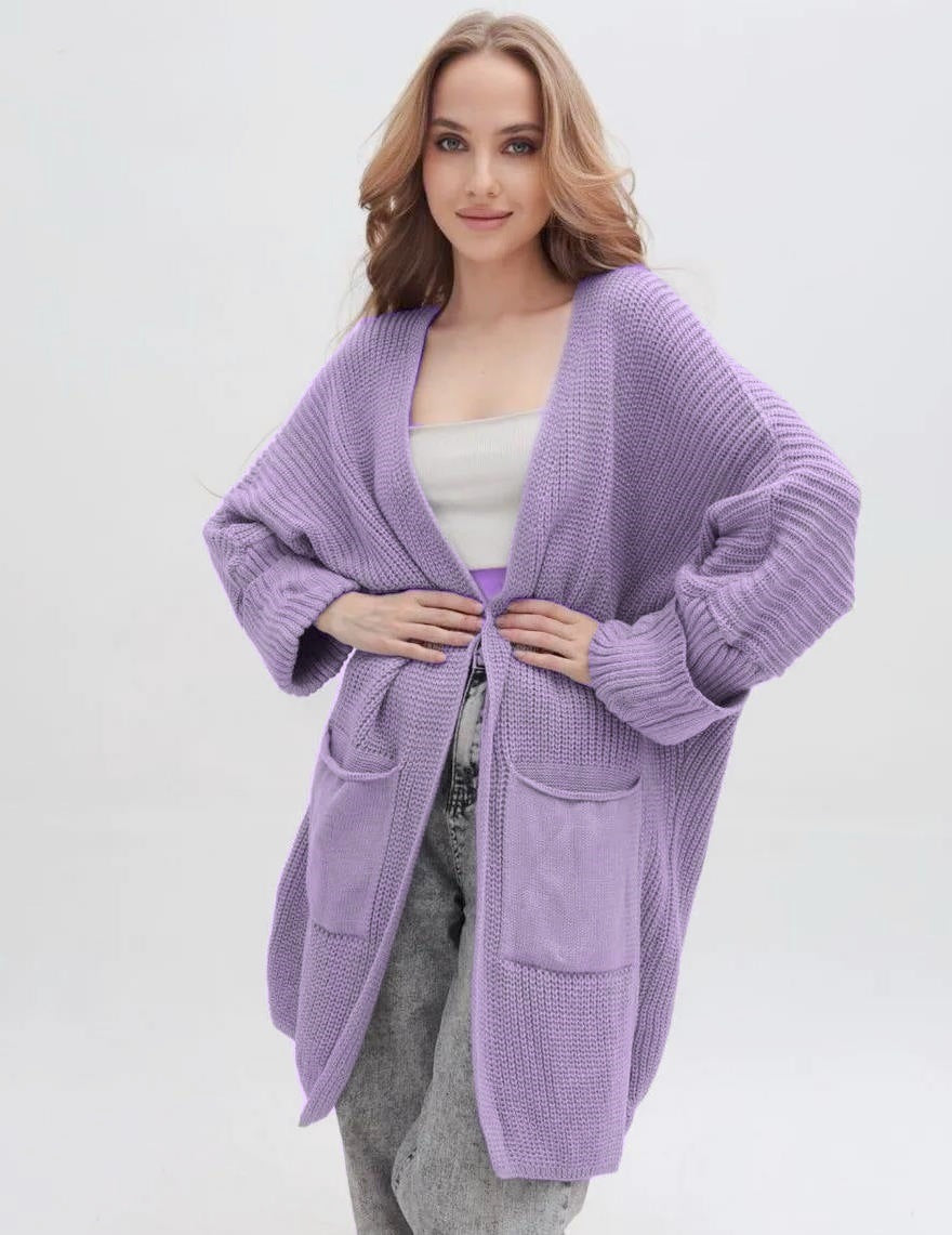 Oversized Loose-Fitting Knit Cardigan