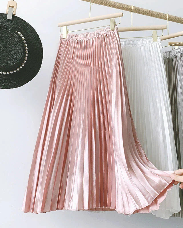 Satin pleated skirt Pink
