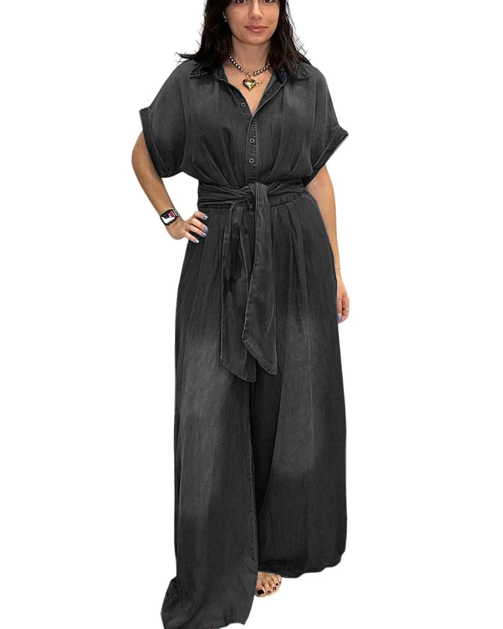 Always A Statement Denim Jumpsuit BLACK