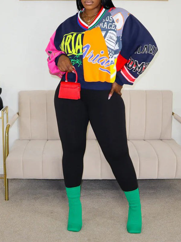 Sweat-shirt imprimé à col en V