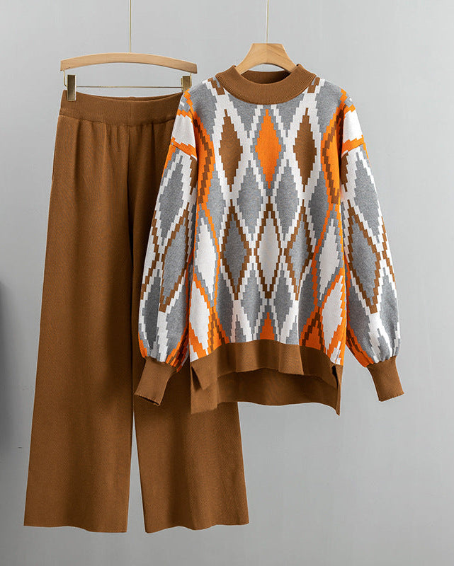 Cozy Argyle Pant Set