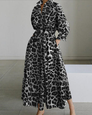 CLASSY SASSY DRESS GREYLEOPARD