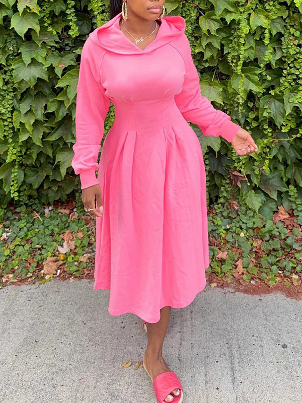 Solid Hoodie Dress