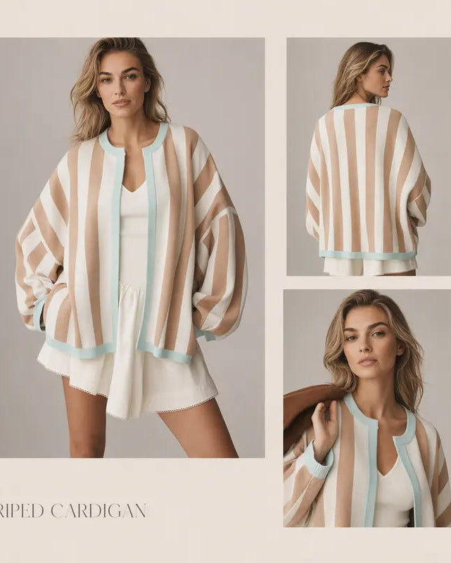 Loose Fit Striped Cardigan