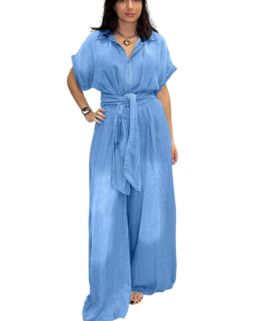 Always A Statement Denim Jumpsuit LIGHTBLUE