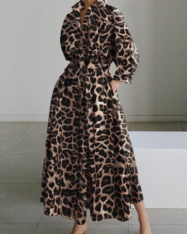 CLASSY SASSY DRESS BROWNLEOPARD