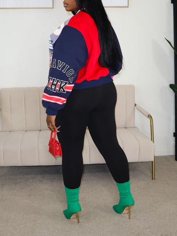 Sweat-shirt imprimé à col en V