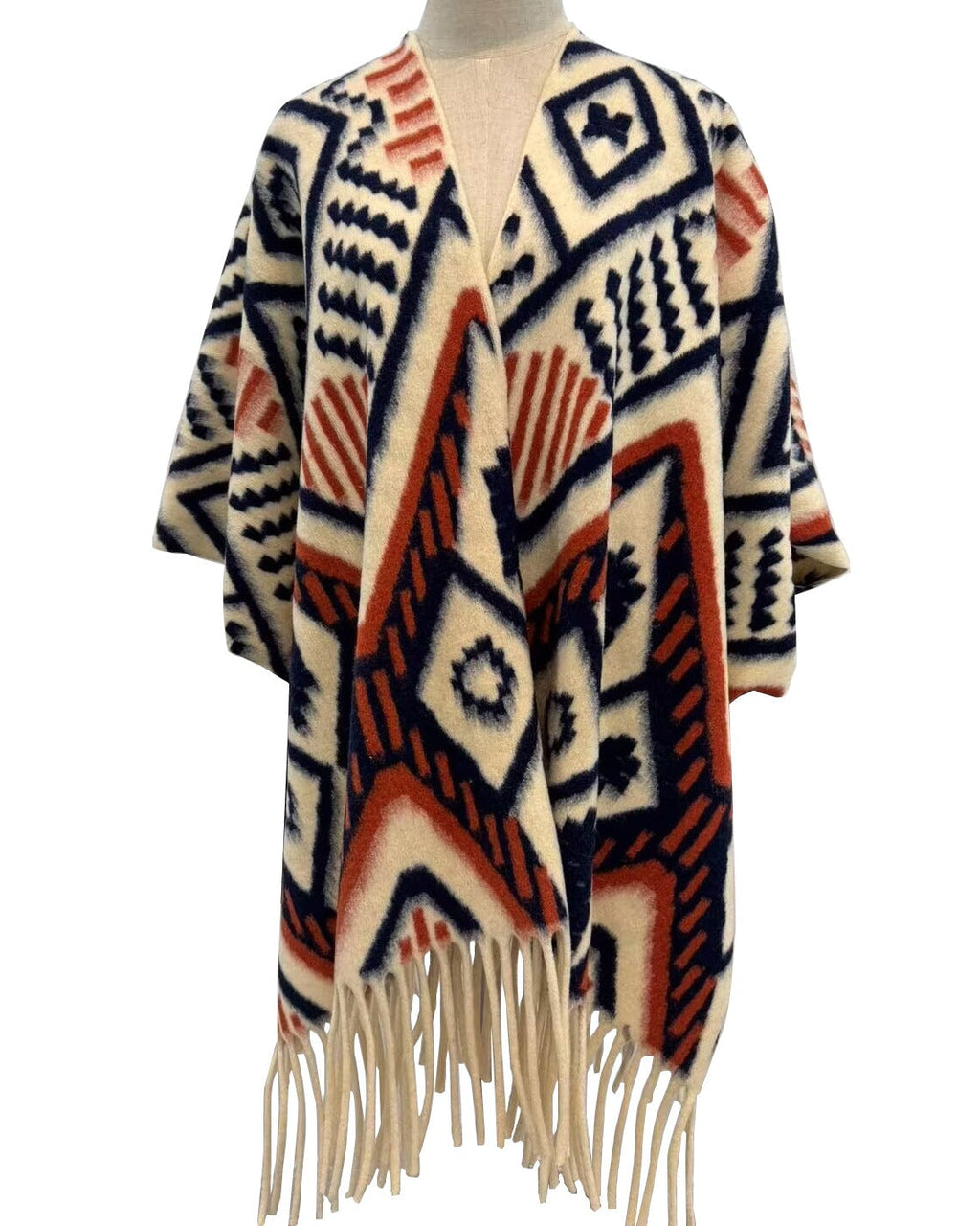 Lucky Elk Fair Isle Fringed Poncho