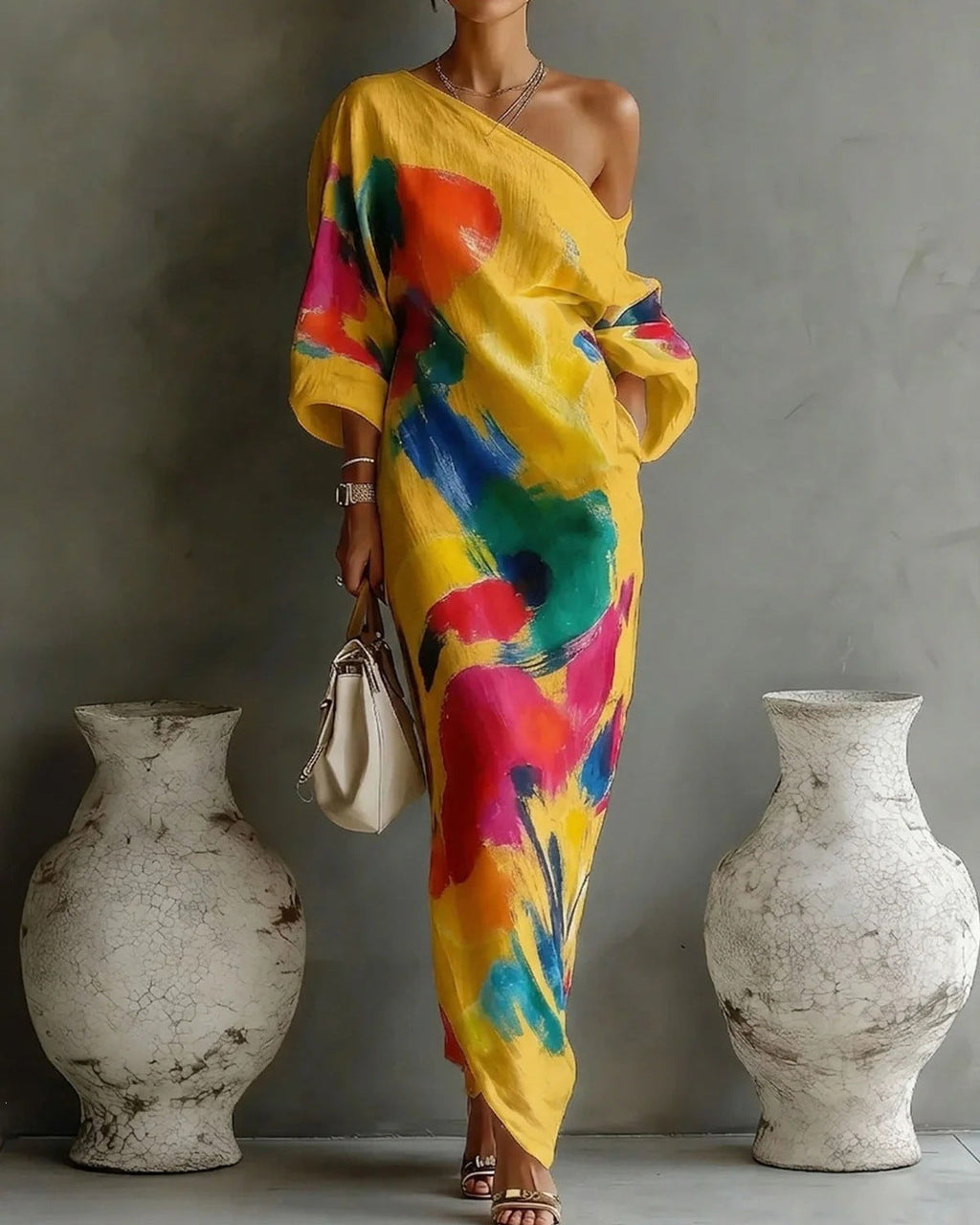 One Shoulder Bohemian Maxi Dress