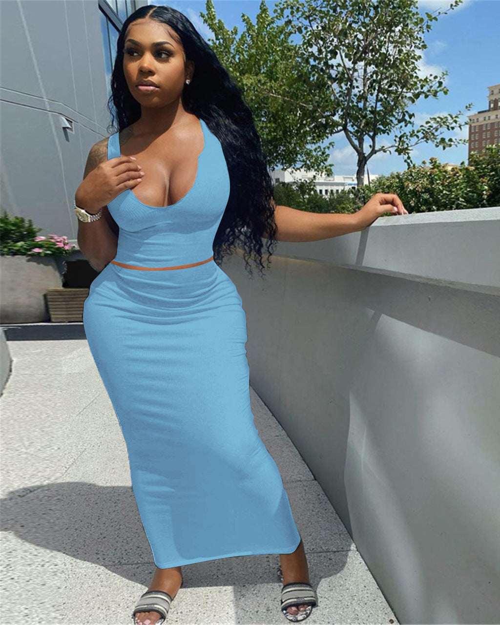 Bandhnu Dress Set LIGHTBLUE