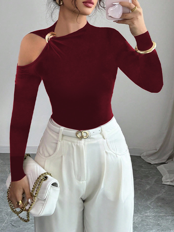 Solid Cold-Shoulder Tee