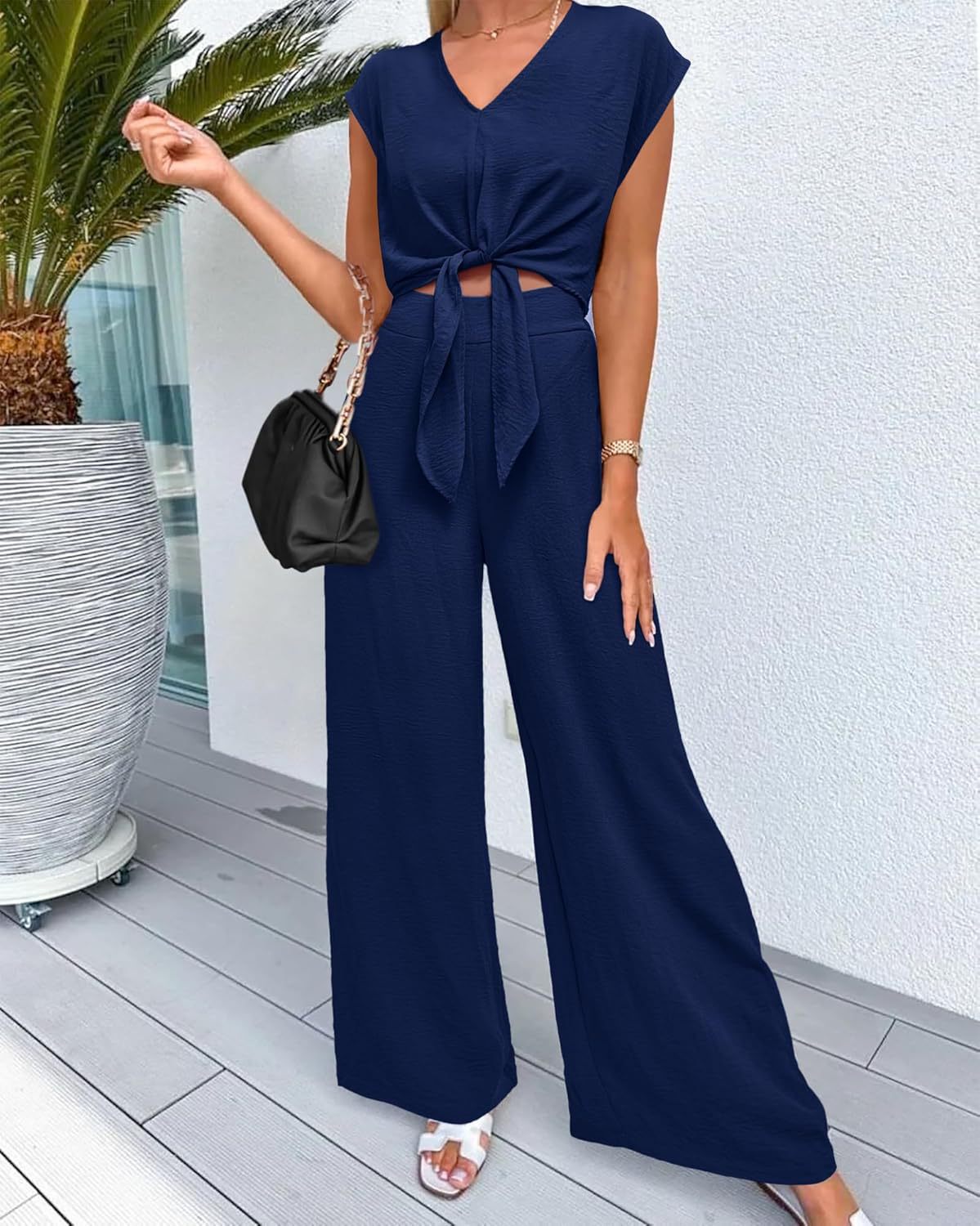 Cap Sleeve Pant Set NAVY