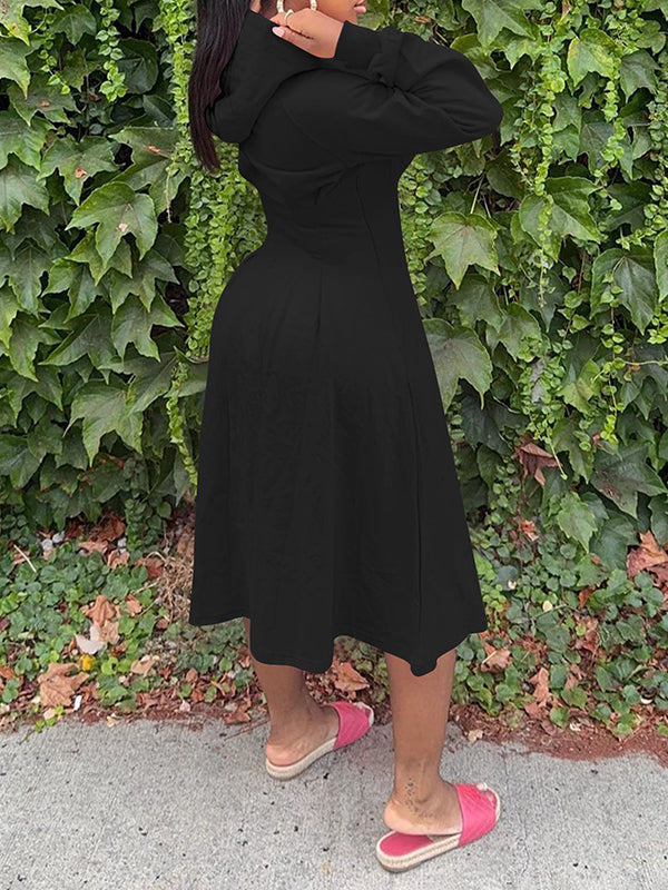Solid Hoodie Dress