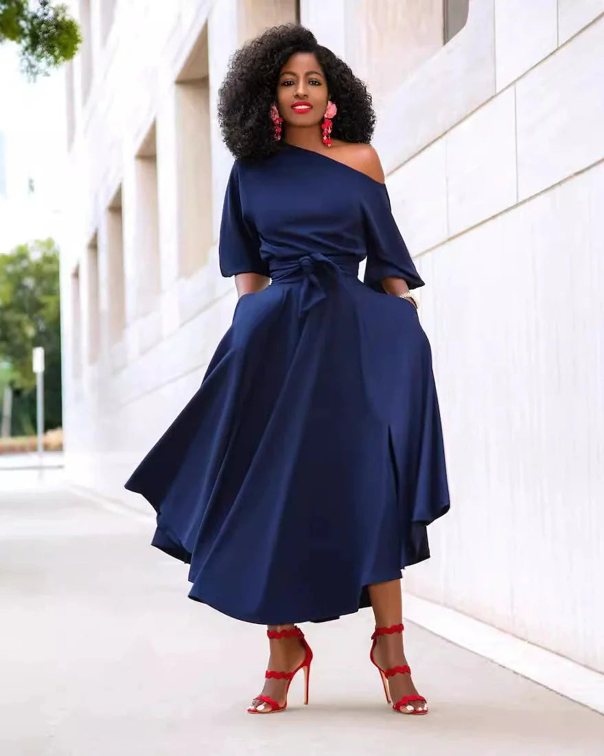 simple but classic dress Navy 2XL