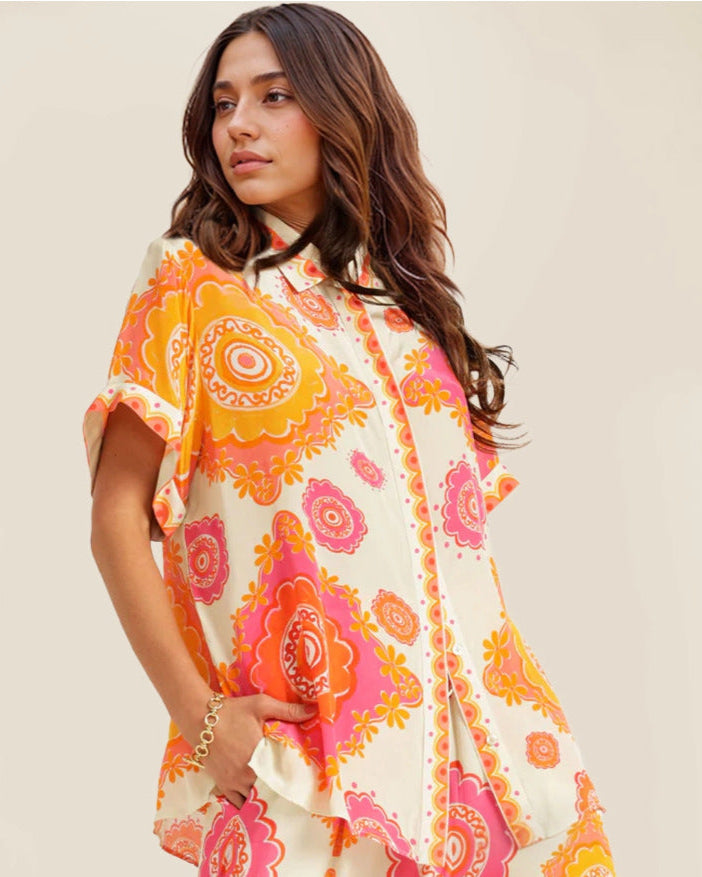 Loose-fit 2PC Set Top Orange