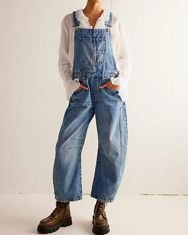 We The Free Good Luck Barrel Overalls Blue