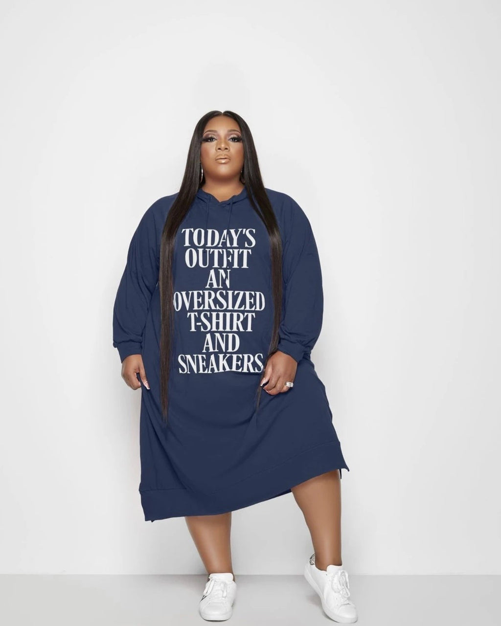 Today's Outfit Hoodie Dress Navy
