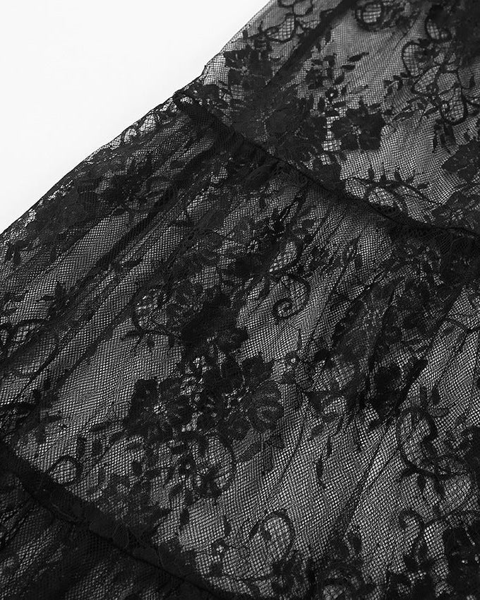 Tiered Sheer Lace Maxi Skirt