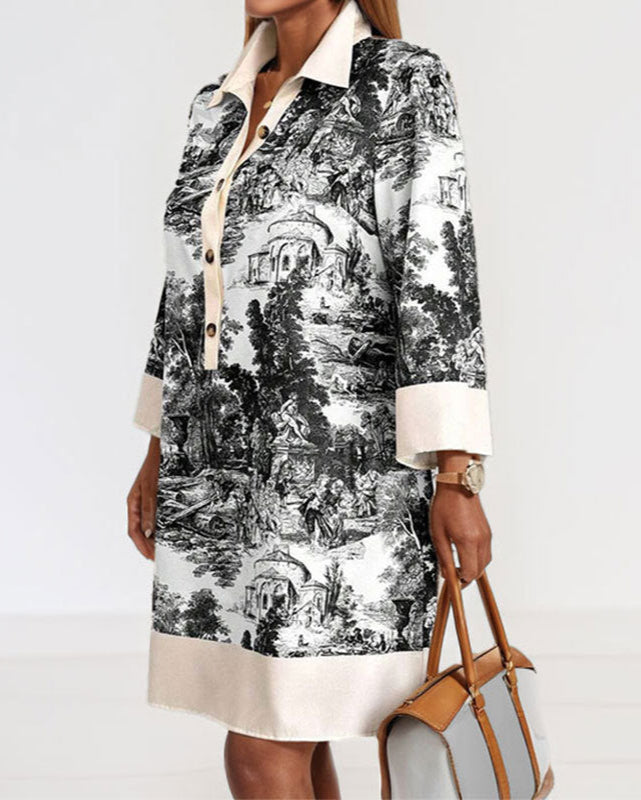 Ink-wash vintage dress