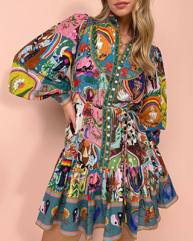 Karina Printed Pleated Dress