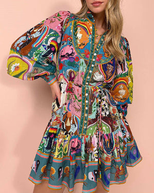 Karina Printed Pleated Dress