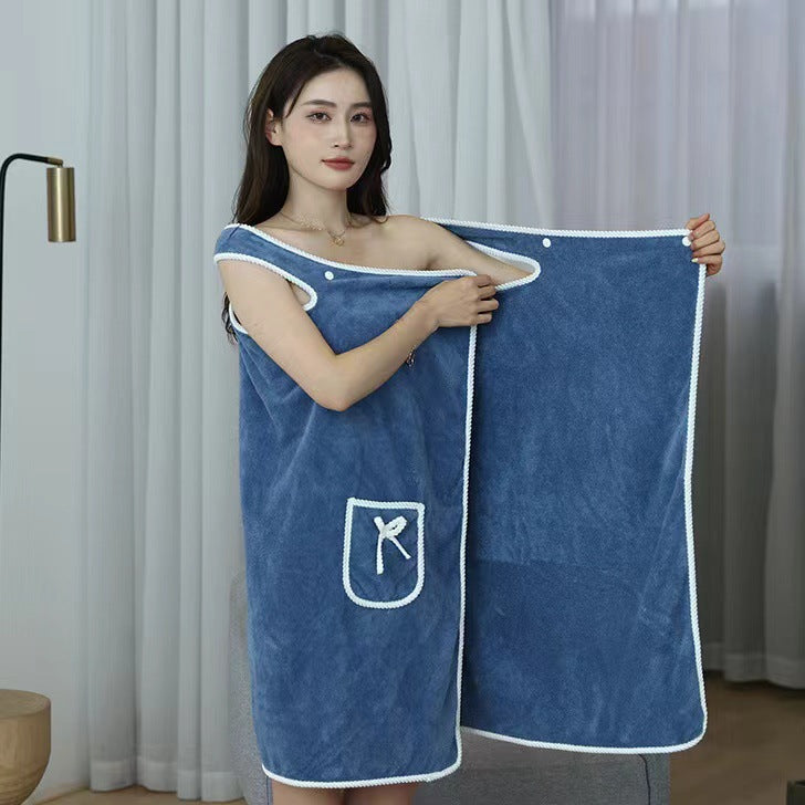 Bath Towel With Pocket Blue