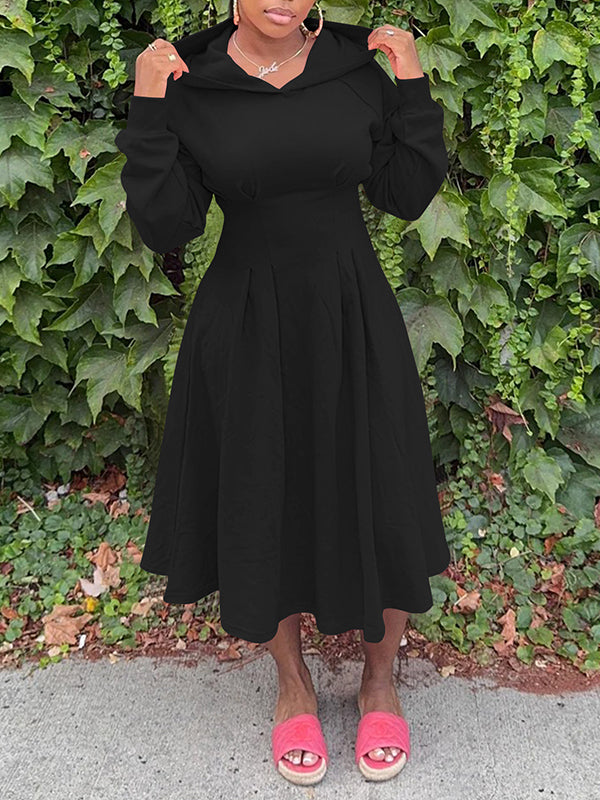 Solid Hoodie Dress