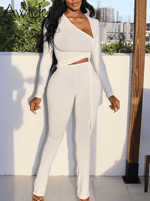 Asymmetric Drawstring Top & Pants Set