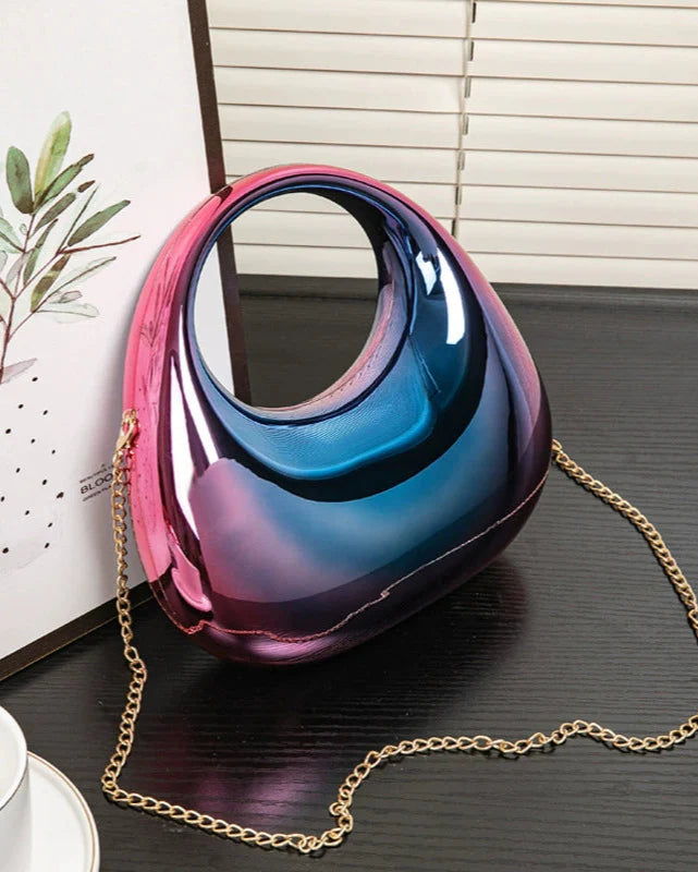 Party Prom Crescent Clip Bag Blue