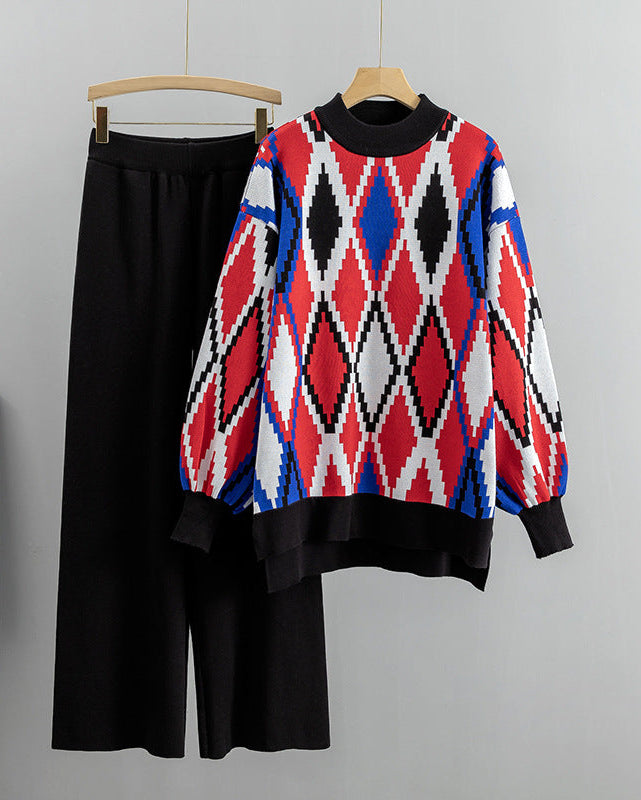 Cozy Argyle Pant Set