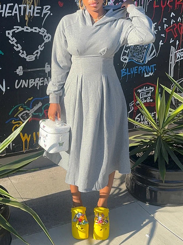 Solid Hoodie Dress