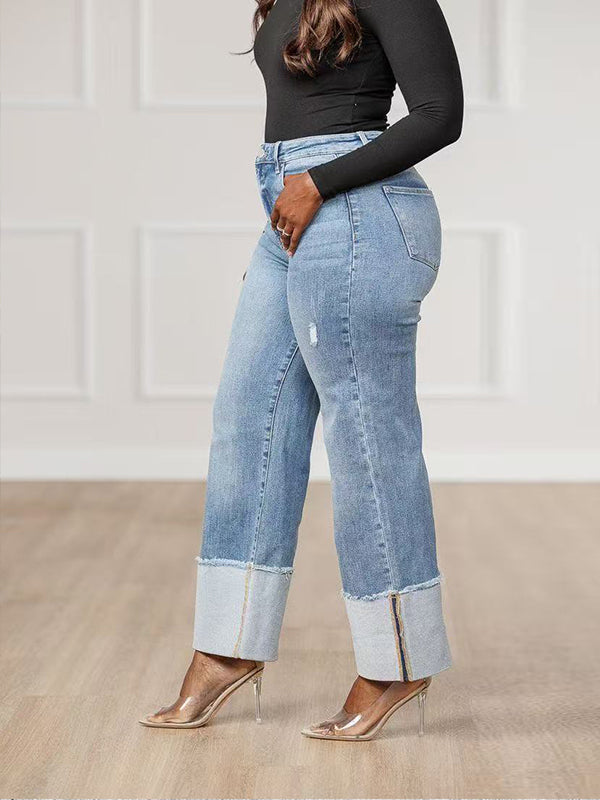 Folded Straight Jeans